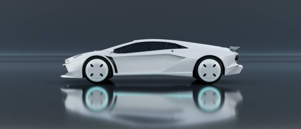istock Non-existent brand-less generic concept white sport electric car 1331413376