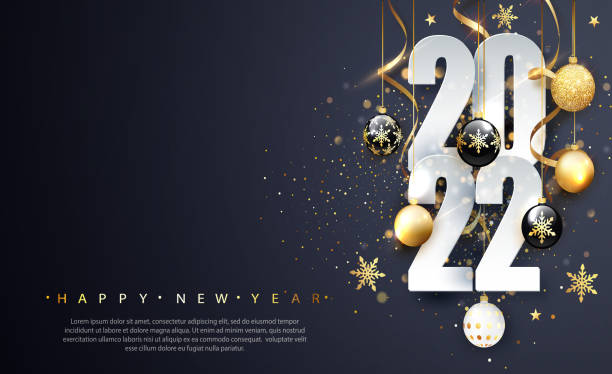 istock 2022 Happy new year. Happy New Year Banner with numbers date 2022. Dark background. Vector illustration 1331414665