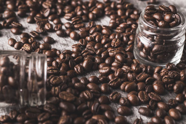 istock Coffee beans with textured background stock image. 1331416497