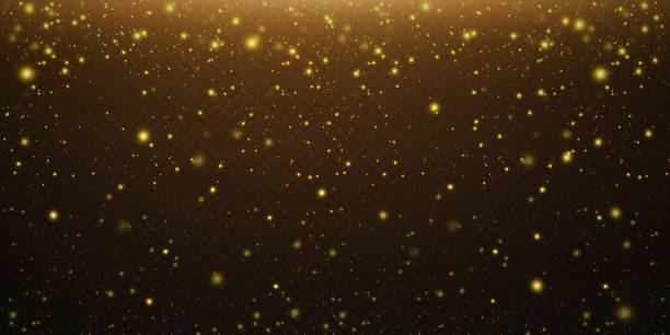 istock Christmas festive background of light confetti and small shining gold lights, on a transparent black background. Glittering gold texture. Christmas effect for luxury greeting rich card 1331418248