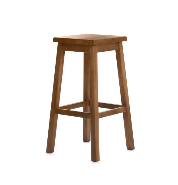 istock Stylish wooden stool isolated on white. Interior element 1331420754