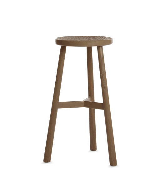 istock Stylish wooden stool isolated on white. Interior element 1331420891