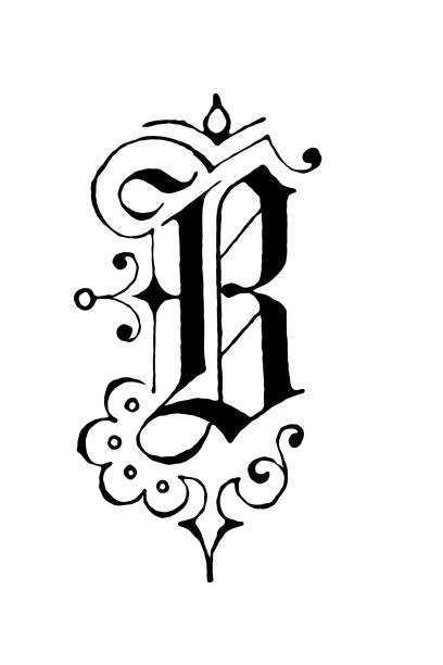 Ornate letter B Antique illustration of ornate letter B fancy letter b drawing stock illustrations