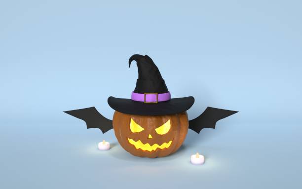 istock Carved Pumpkin for Halloween Against Blue Background 1331425501
