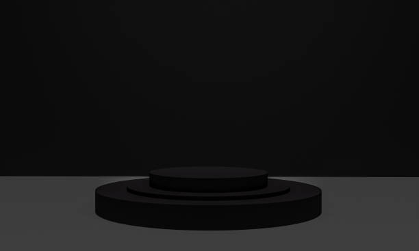 istock Scene with black color podium for mock up presentation in minimalism style with copy space, 3d render abstract background design 1331433505