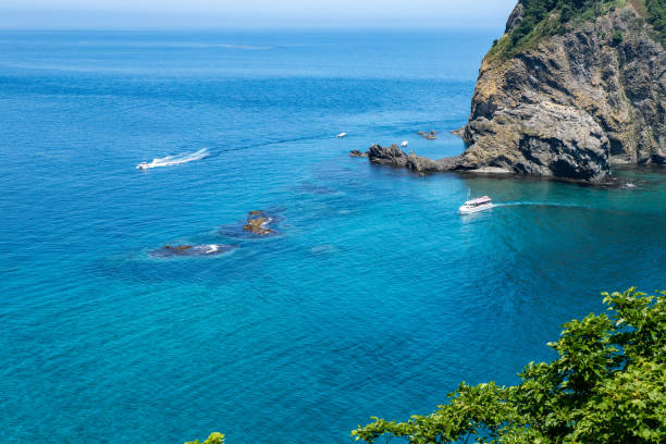 Scenery of beautiful coasts in Hokkaido in Summer. stock photo