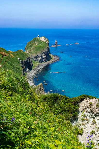 Scenery of beautiful coasts in Hokkaido in Summer . stock photo