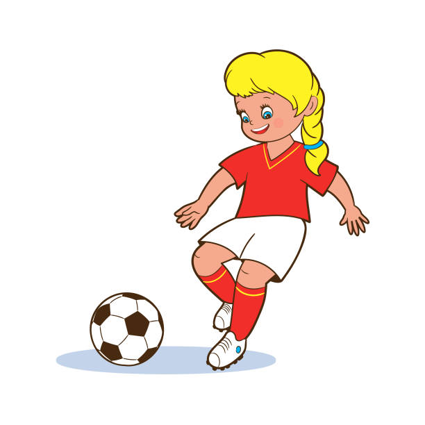 Girl Soccer Player Kicking A Soccer Ball Isolated Vector Illustration In  Cartoon Style On White Background For Children Stock Illustration -  Download Image Now - iStock