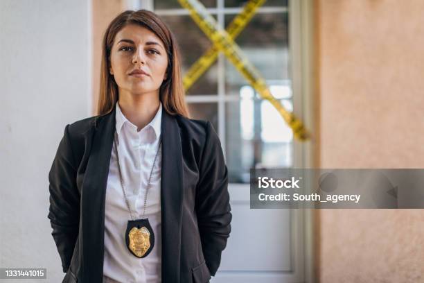 Woman Detective At The Crime Scene Stock Photo - Download Image Now - Detective, FBI, Police Force