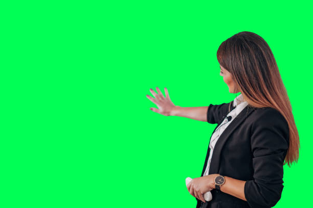 istock Woman anchor presenting news 1331441051