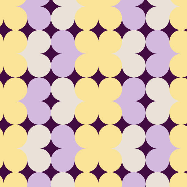 istock Geometric minimalist flowers and hearts shapes seamless pattern. Pastel colors. Dark background. Vector illustration, flat design 1331442099