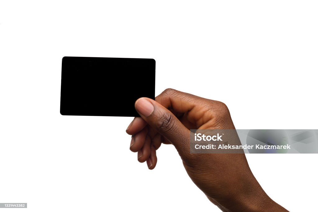 Black Female Hand Holding Black Card Stock Photo - Download Image