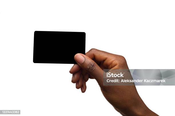 Black Female Hand Holding Black Card Stock Photo - Download Image Now - Human Hand, Greeting Card, Hand