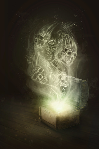 Pandoras box and scull smoke