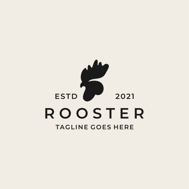 Rooster, chicken, hen, poultry, silhouette. Vintage retro hipster logo design vector stock illustration Indonesia, Chicken Meat, Rooster, Vector, Illustration Vintage Hipster Rooster head logo design icon illustration rooster stock illustrations