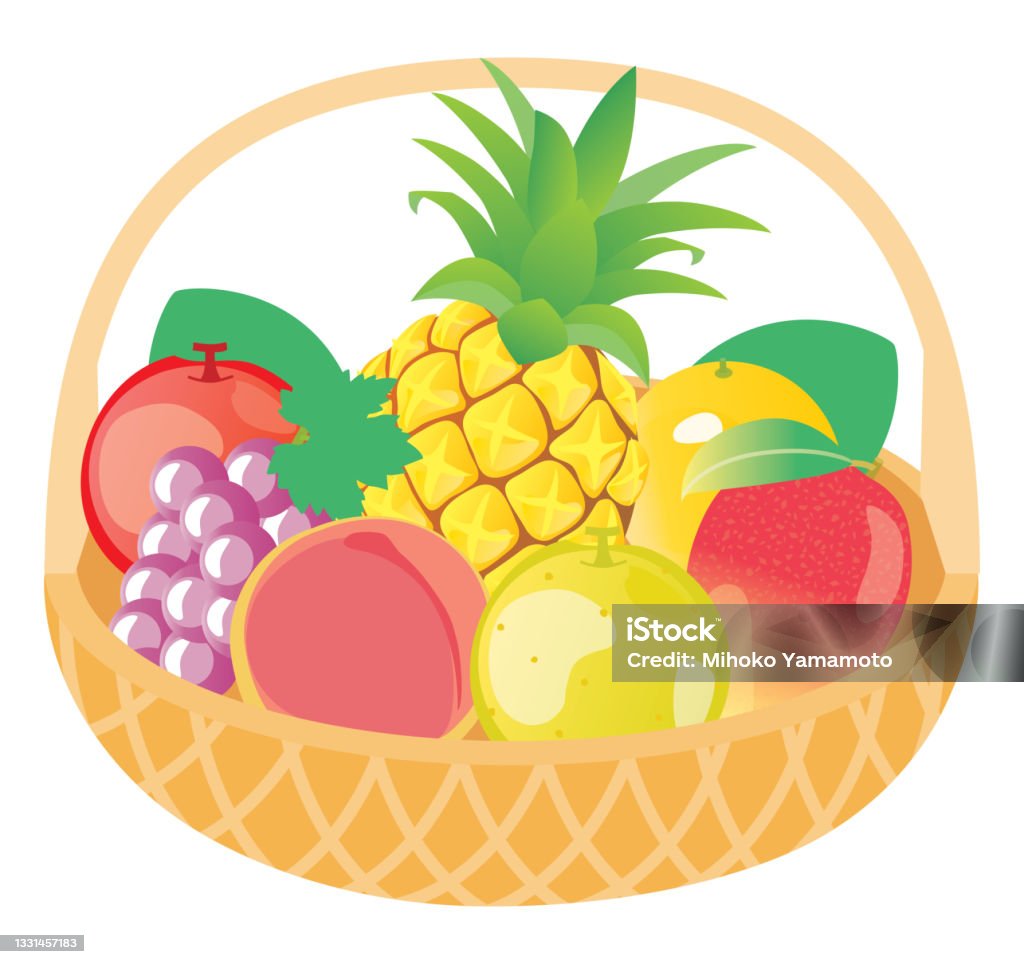 An Illustration Of Fruit Basket Stock Illustration - Download Image Now -  Fruit Bowl, Icon, Service - iStock