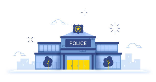 полицейский участок - badge blue crime law stock illustrations