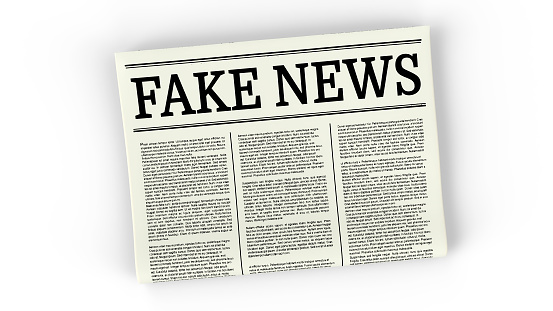 Fake news - Fake news headline. Hoax media newspaper printing. 3D rendering