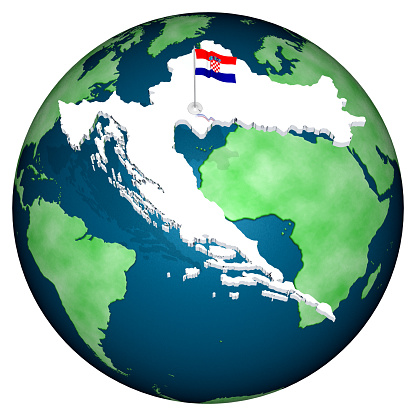 3D rendering of the flag of Dominican Republic with a soccer ball