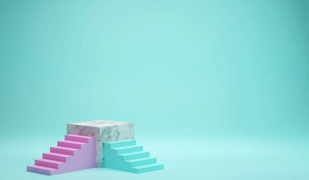 istock The pedestal on rose background with cylindrical stand concept Backdrop standing empty shelves 3D illustration. 1331462997