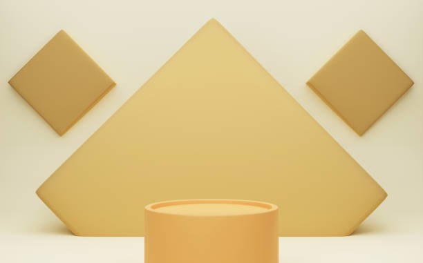 istock The pedestal on rose background with cylindrical stand concept Backdrop standing empty shelves 3D illustration. 1331463162