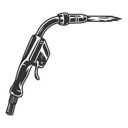 Gas torch for welding in vintage monochrome style isolated vector illustration