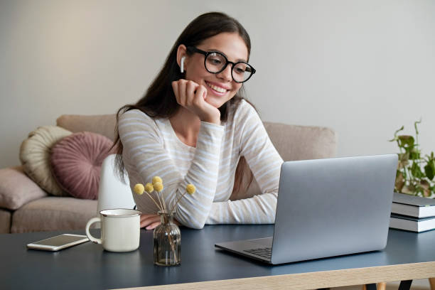 istock Brunette woman working from home. 1331467977
