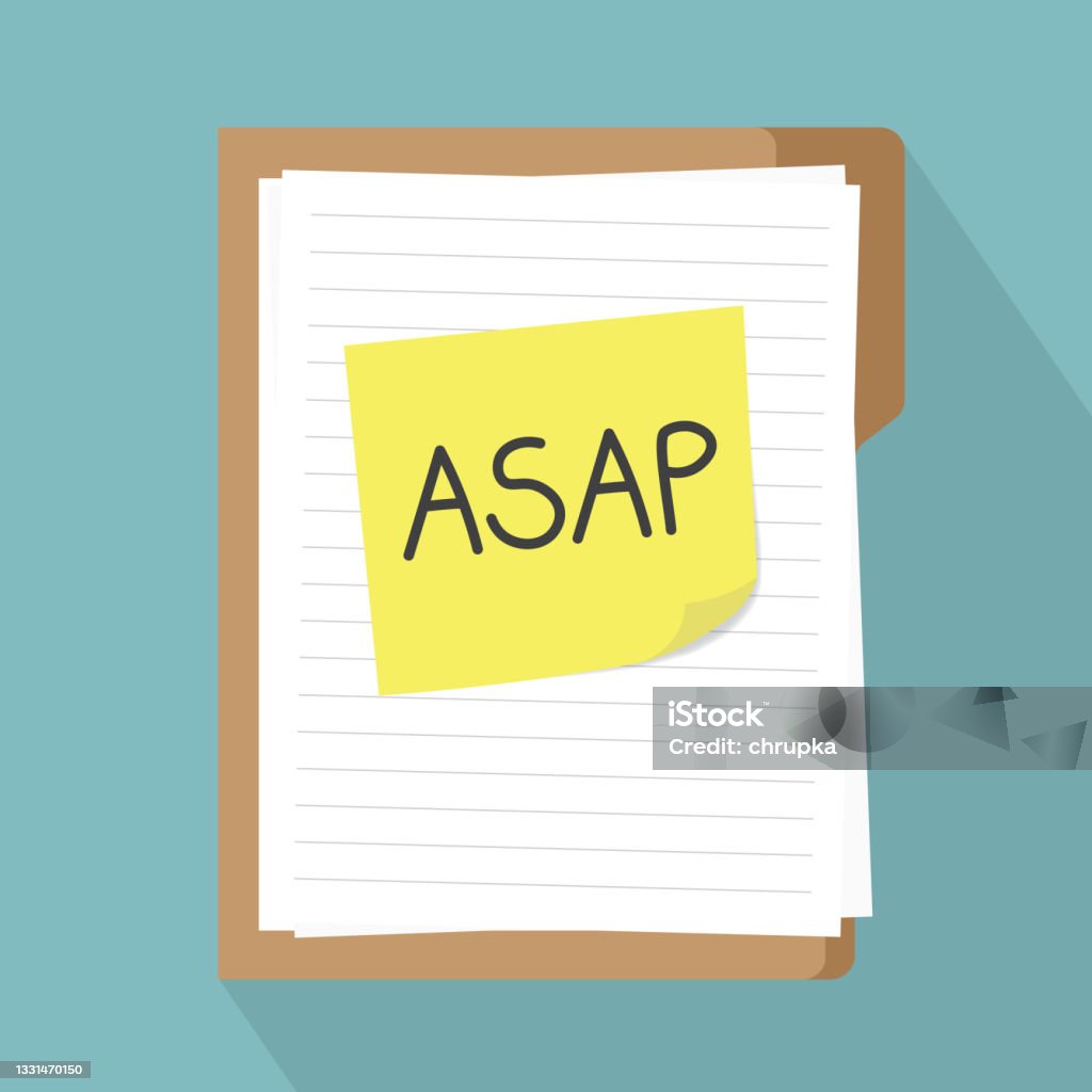 Asap Tag Asap Written On Yellow Sticky Note On File Folder With Documents Stock ...