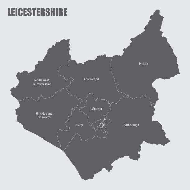 mapa administracyjna hrabstwa leicestershire - leicester stock illustrations