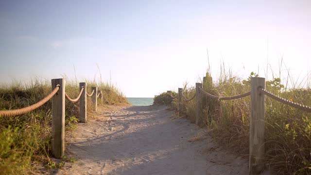 Video of Path Leading to Beach Through Sand Dunes on Siesta Key Florida in Summer