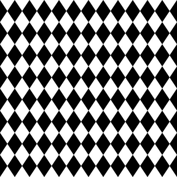 czarno-biały romb bezszwowy geometryczny wzór wektorowy - two dimensional shape pattern black rhombus stock illustrations