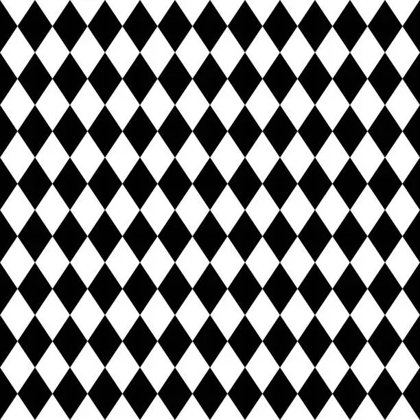 Vector illustration of black and white rhombus seamless geometric vector pattern