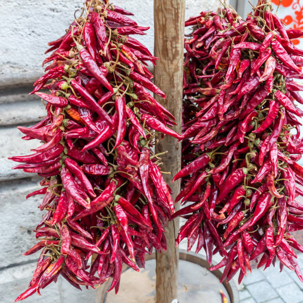 chiles secado al sol, guirnaldas al aire libre de manera tradicional - 11320 fotografías e imágenes de stock