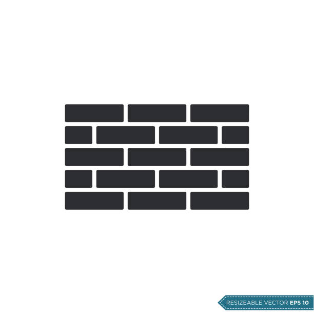ilustrações, clipart, desenhos animados e ícones de modelo vetorial do ícone da parede de tijolos. vetor eps 10. - brick wall paving stone brick wall