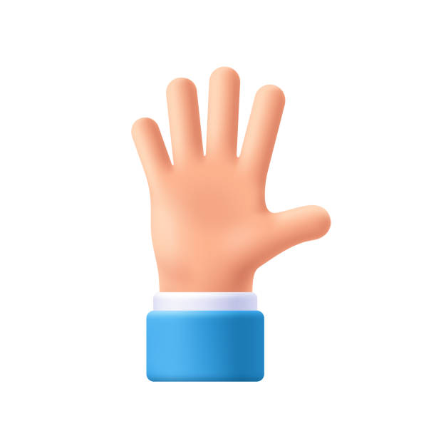 Cartoon character hand goodwill gesture. Open outstretched hand, showing five fingers, extended in greeting. 3d emoji vector illustration. Cartoon character hand goodwill gesture. Open outstretched hand, showing five fingers, extended in greeting. 3d emoji vector illustration. thumbs up 3d stock illustrations