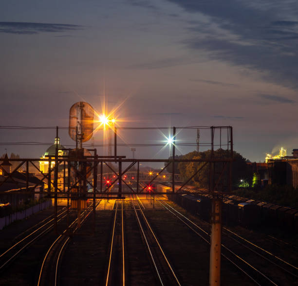 istock Railway station at night just before dawn in Ukraine 1331479392