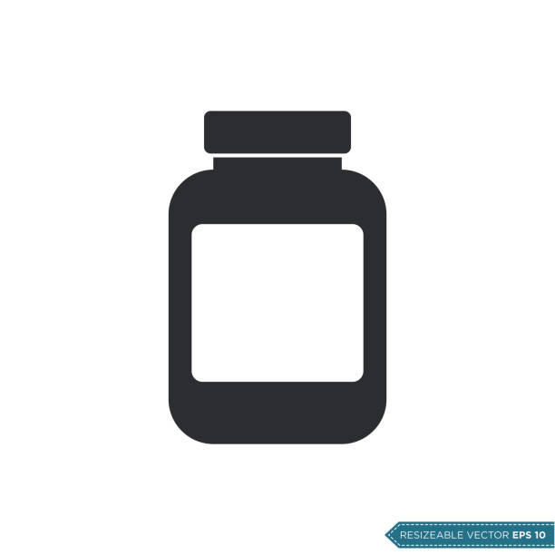 ilustrações, clipart, desenhos animados e ícones de pills bottle icon vector template eps 10 - transparent ideas lid glass