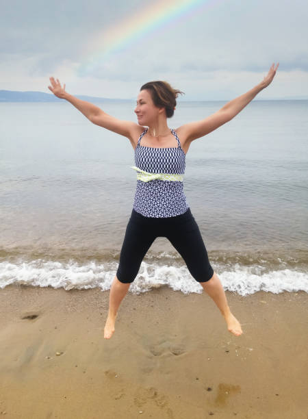 istock Caucasian woman jumps up. 1331481023