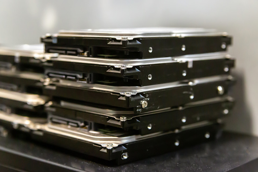 Jpg Disk Stack Stack Of Hard Drives For Data Storage Data Center Closeup Stock Photo ...