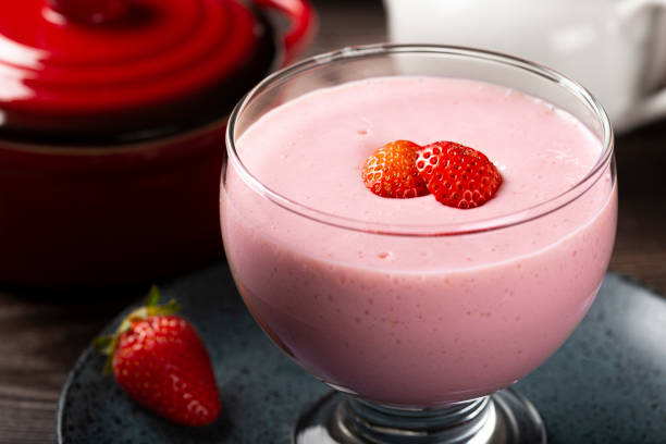 Delicious strawberry mousse in glass goblet. Delicious strawberry mousse in glass goblet. mousse dessert stock pictures, royalty-free photos & images