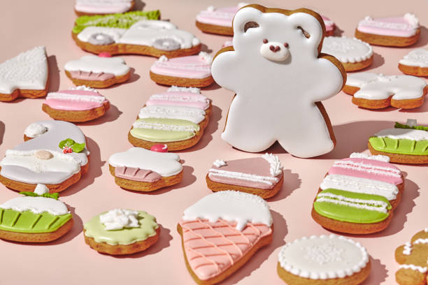 istock Sugar coated gingerbread bear among ginger cookies 1331484581