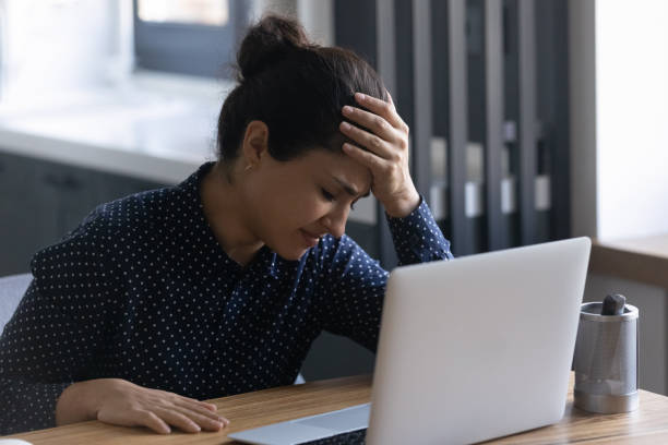 istock Unhappy Indian female employee upset about her mistake or problem 1331487110