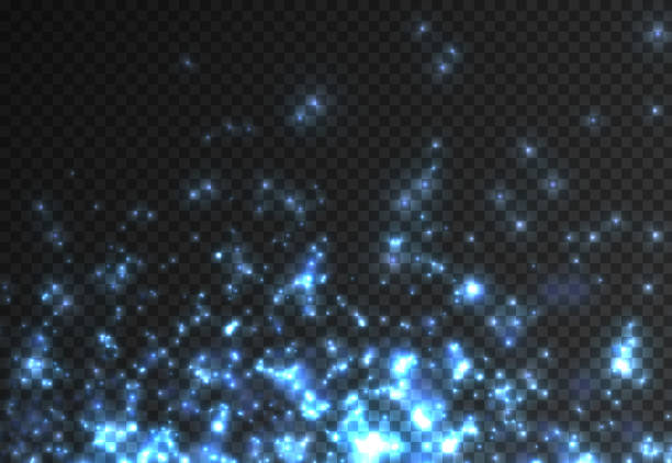 Neon blue sparkling star dust trail light. A flash of blue sparkles, light. Neon blue sparkling star dust trail of sparkling particles on . Sparkling magic dust particles. Magic glow light effect.  illustration. blue sparks stock illustrations