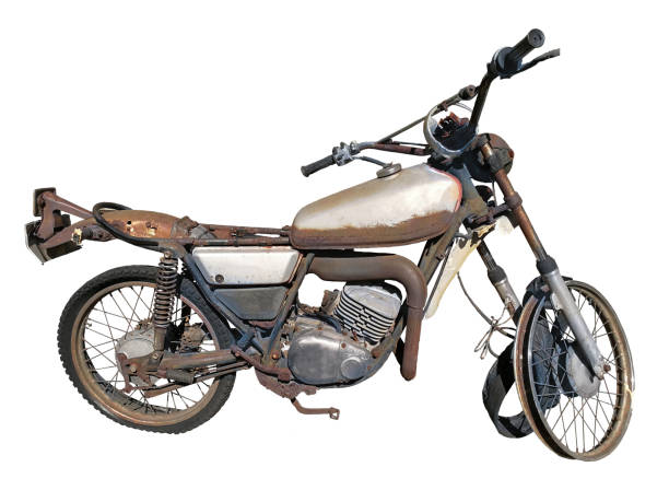 istock Motorcycle old retro dilapidated rust can not be used. White background 1331490797