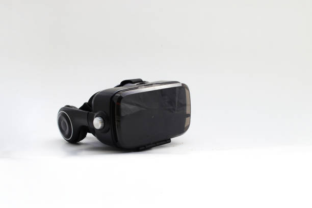 istock Black VR box or virtual reality glasses isolated on white background. 1331503448