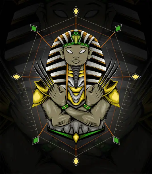 Vector illustration of Pharaoh Sphinx vector. The mummy claw