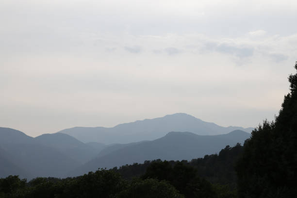 Layered silhouettes of the mountain range from Garden Of The Gods, Colorado Springs, CO, USA