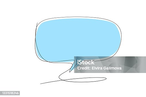 istock Speech bubble in continuous line drawing. Sketchy talk concept. Outline simple artwork. Vector. 1331518246