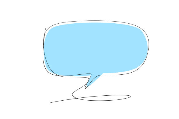 Speech bubble in continuous line drawing. Sketchy talk concept. Outline simple artwork. Vector. Speech bubble in continuous line drawing. Sketchy talk concept. Outline simple artwork. Vector illustration. motto stock illustrations