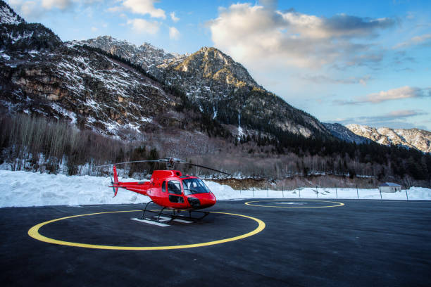 istock Red commercial helicopter at the helipad 1331521261